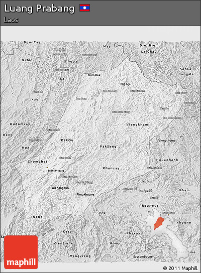 Silver Style 3D Map of Luang Prabang