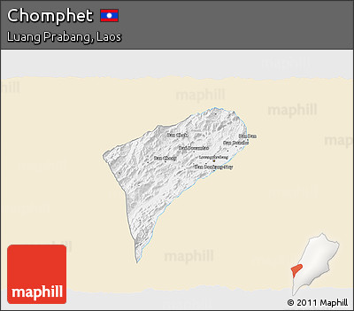 Classic Style 3D Map of Chomphet, single color outside