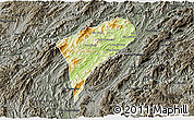 Physical 3D Map of Chomphet, darken, semi-desaturated