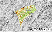 Physical 3D Map of Chomphet, lighten, desaturated