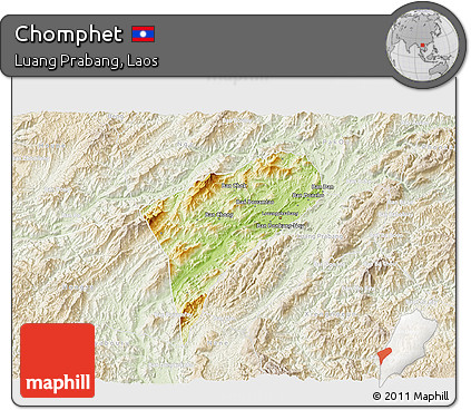 Physical 3D Map of Chomphet, lighten