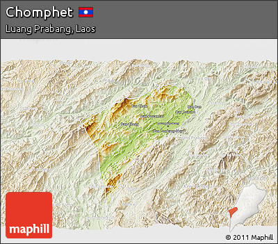 Physical 3D Map of Chomphet, lighten