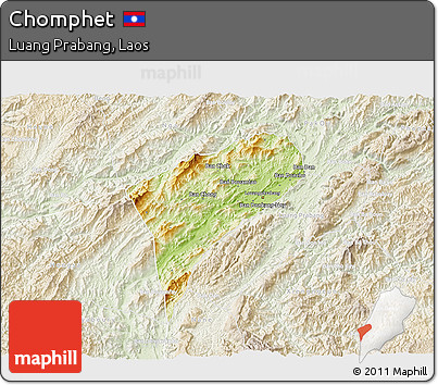 Physical 3D Map of Chomphet, lighten