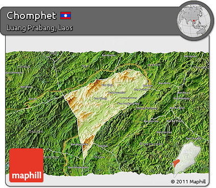 Physical 3D Map of Chomphet, satellite outside