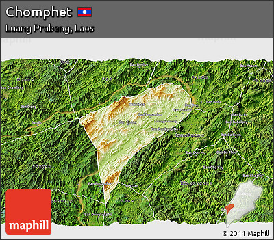 Physical 3D Map of Chomphet, satellite outside