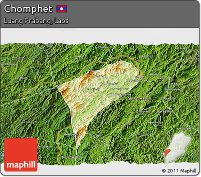 Physical 3D Map of Chomphet, satellite outside