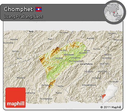 Physical 3D Map of Chomphet, shaded relief outside