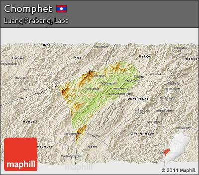 Physical 3D Map of Chomphet, shaded relief outside