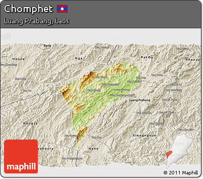 Physical 3D Map of Chomphet, shaded relief outside