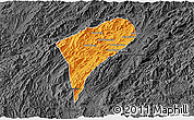 Political 3D Map of Chomphet, darken, desaturated