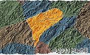 Political 3D Map of Chomphet, darken, semi-desaturated
