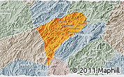 Political 3D Map of Chomphet, lighten, semi-desaturated