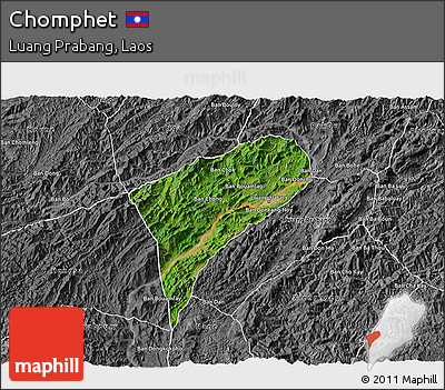 Satellite 3D Map of Chomphet, desaturated