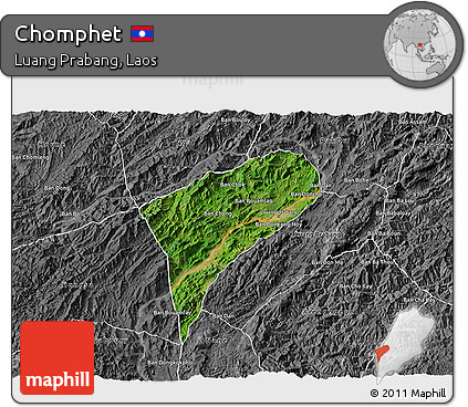 Satellite 3D Map of Chomphet, desaturated