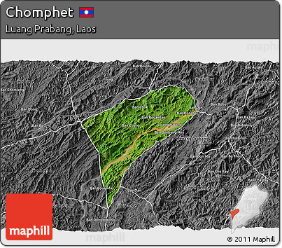 Satellite 3D Map of Chomphet, desaturated