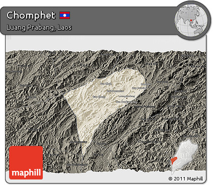 Shaded Relief 3D Map of Chomphet, darken