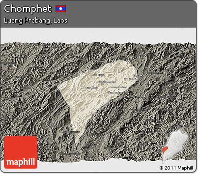 Shaded Relief 3D Map of Chomphet, darken