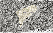 Shaded Relief 3D Map of Chomphet, darken, semi-desaturated