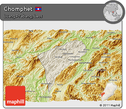 Shaded Relief 3D Map of Chomphet, physical outside
