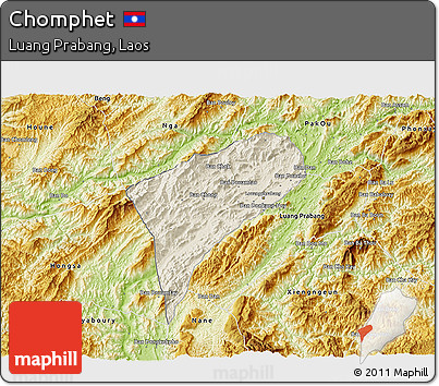 Shaded Relief 3D Map of Chomphet, physical outside