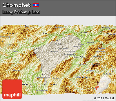 Shaded Relief 3D Map of Chomphet, physical outside