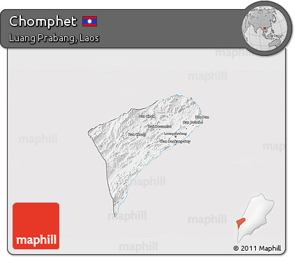 Silver Style 3D Map of Chomphet, single color outside