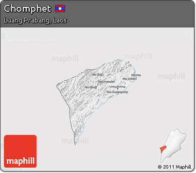 Silver Style 3D Map of Chomphet, single color outside