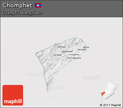 Silver Style 3D Map of Chomphet, single color outside