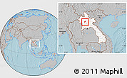 Gray Location Map of Chomphet, highlighted country, within the entire country, hill shading