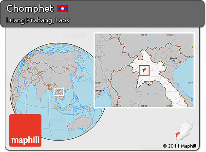 Gray Location Map of Chomphet, highlighted country