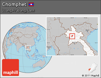 Gray Location Map of Chomphet, highlighted country
