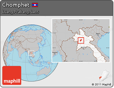 Gray Location Map of Chomphet, highlighted country