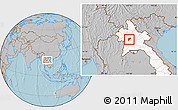Gray Location Map of Chomphet, highlighted country, hill shading