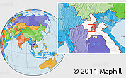 Political Location Map of Chomphet, highlighted country, highlighted parent region