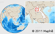 Shaded Relief Location Map of Chomphet, highlighted country, within the entire country