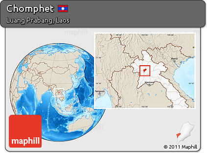 Shaded Relief Location Map of Chomphet, highlighted country