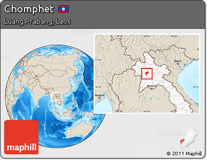 Shaded Relief Location Map of Chomphet, highlighted country