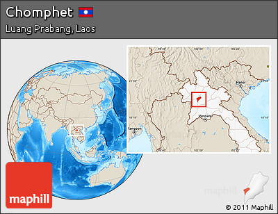 Shaded Relief Location Map of Chomphet, highlighted country