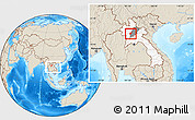 Shaded Relief Location Map of Chomphet, highlighted country, highlighted parent region, within the entire country