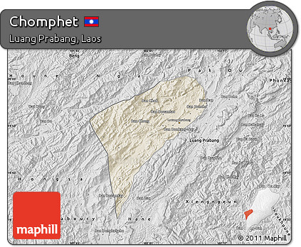 Shaded Relief Map of Chomphet, desaturated
