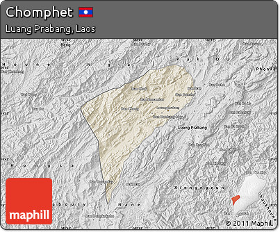 Shaded Relief Map of Chomphet, desaturated