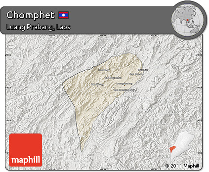 Shaded Relief Map of Chomphet, lighten, semi-desaturated