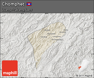 Shaded Relief Map of Chomphet, lighten, semi-desaturated