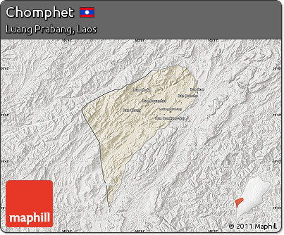 Shaded Relief Map of Chomphet, lighten, semi-desaturated