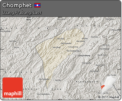 Shaded Relief Map of Chomphet, semi-desaturated