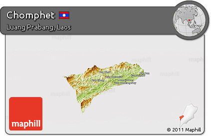 Physical Panoramic Map of Chomphet, cropped outside