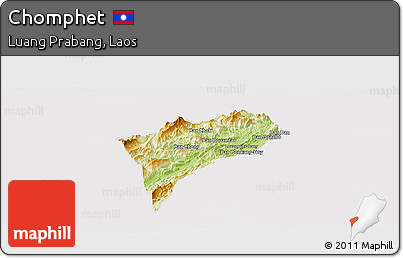 Physical Panoramic Map of Chomphet, cropped outside