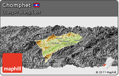 Physical Panoramic Map of Chomphet, darken, desaturated