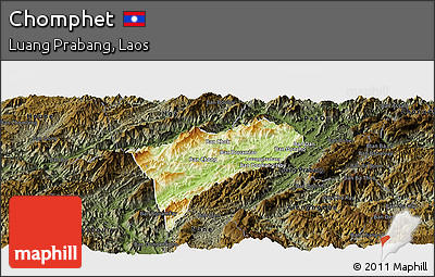 Physical Panoramic Map of Chomphet, darken