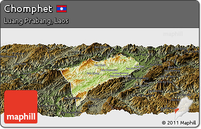 Physical Panoramic Map of Chomphet, darken